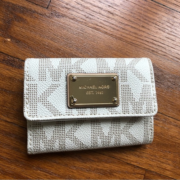 Michael Kors Accessories Michael Kors White With Tan Logo Mini